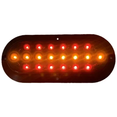 6 Inch 20LED 12-24V Dual Color Amber+Red Truck Trailer Tail Light New Black Pearl Smoke Lens Turn Signal Indicator Lamp