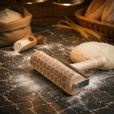Christmas Embossed Rolling Pin with Snowflake Pattern T-Shape Handle Pastry Roller for Bakery Snowflake Rolling Pin