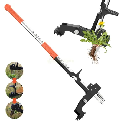 Gardening Manual Tool Weed Gripper No Bending Weed Extractor with Metal Long Handle