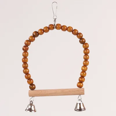 Solid Wood Round Bead Gnawing Bird Toy Ball Parrot Toy Relief From Boredom to High Special Small Toy Peony Parrot Swing