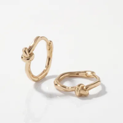 Custom Jewelry Knot Hoop Earrings 316L Stainless Steel Waterproof Hypoallergenic PVD Gold Earrings Women