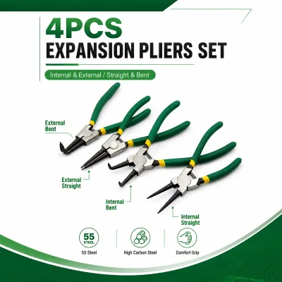 4PCS 7'' Circlip Pliers Set Carbon Steel Internal External Snap Ring Pliers Automotive Machinery Repair Hand Tools OEM Factory