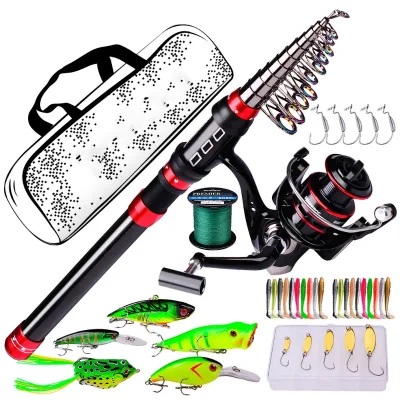 New Spinning Telescopic Fishing Rod and Reel Combo Kit Set With Fishing Floats and Hooks Fishing Combo Blister Package