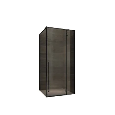 Jenbely Black Luxury Shower Cabin Tempered Glass Bathroom Corner Square Walk in Shower Enclosure