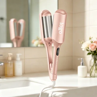 Negative-ion Ceramic-coated 32mm Deep U-shaped Large-curl Egg-style W-wave Curler 15 Temperature Settings Essential Hair Curler