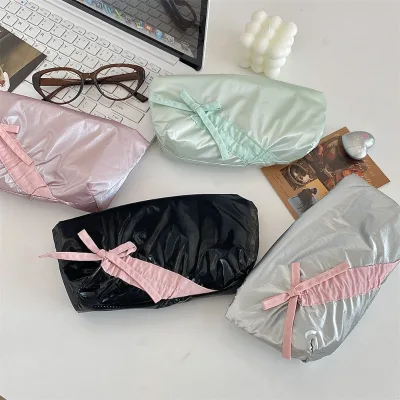 Large Capacity Cute Bowknot Stationery Organizer Pencil Case School Office Storage Bag Pouch Gift for Girls
