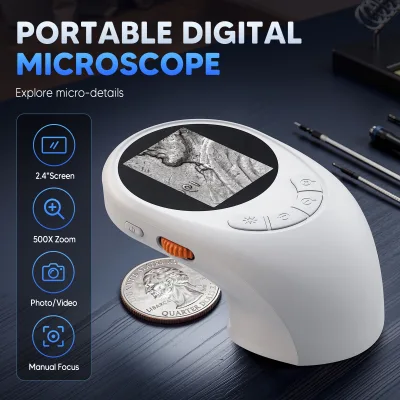 OEM ODM Magnifier Digital Microscope 500X Magnifying Glass With 8pcs LED Light Support Video Photo for Kids Adults