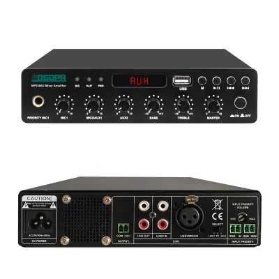 High Efficiency 100v Line 60W 120W DC24V Mini Digital Power Amplifier Professional Mini Pa Mixer Amplifier