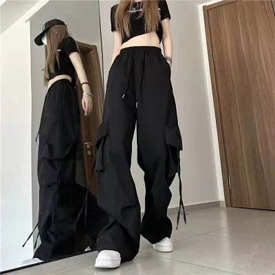 Custom Women's Y2K Cargo Pants Fashion Casual High-waisted Hip Hop Pants Street Style Drawstring Loose Sweatpants