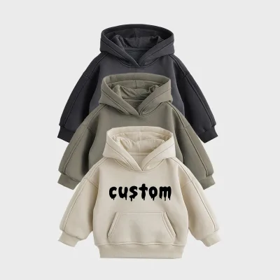 Winter Toddler Coton Fleece Hoodie Manufacturer BSCI Pullover Hooded Sweatshirt Custom Puff Print DTG Heavy Oversized Hoodie Kid