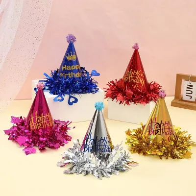 Happy Birthday Paper Hat Celebrating for Festive Birthday Decoration Paper Popular Easter Food Serving Round Shape