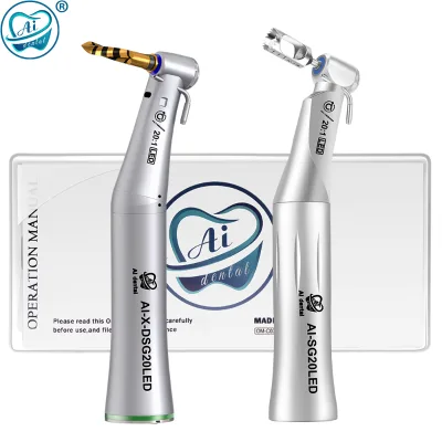 Dental Implant Series 20:1 Reduction LED 80 Ncm Contra Angle Handpiece Easy to Disassemble Hand Piece for Surgery