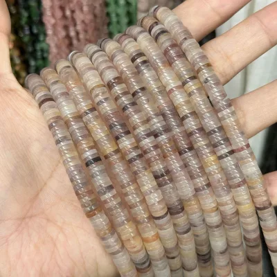 Natural Gemstone HeiShi Beads 6x1mm Rondelle Beads Quartz Crystal Agate HeiShi Spacer Beads for Jewelry Making