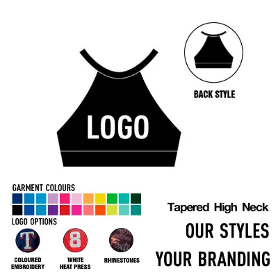 Custom Tapered High Neck Cheerleading Uniforms Sublimation Design Breathable Comfort Cheerleading Crop Tops
