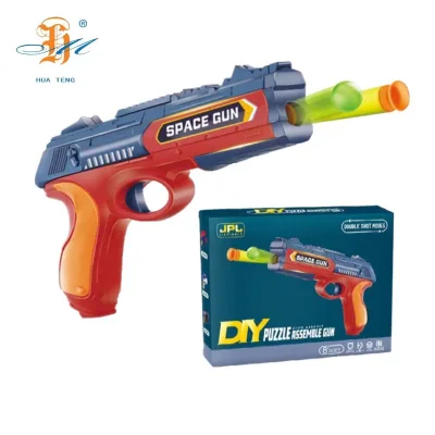 Hot Selling Kids Target Shooting Game Gun Toys Blaster Gun DIY 2 in 1 Assembly MINI Toy Gun Soft Bullet Kids Gift Age 8+