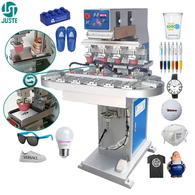 4 Color Conveyor Unload Pad Printer Oil Tile Multifunctional Consumables Pad Printing Machine for Birthday Number Candles 8 Inch