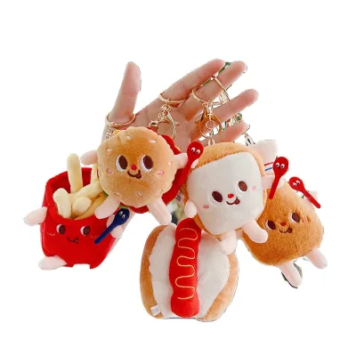 Linda Cute food stuffed animal stuffed burger hot dog fries chicken thigh bread keychain