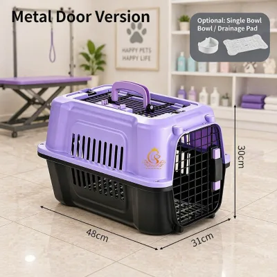 EUR PET Plastic Portable Cat Travel Cage with Urine Pad Rectangular Shape Model 303TC for Airplane Transport
