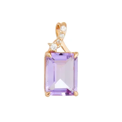 High-end Geometric pink Crystal Pendant S925 Sterling Silver Gold-plated Necklace Pendant Unique Versatile Light Luxury Style