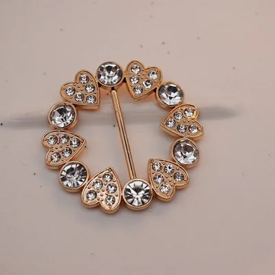 Luxury Zinc Alloy Belt Drill Sun Clip Heart-Shaped Element Electroplated Metal Pin Buckle for Clothing Bags Factory Outlet