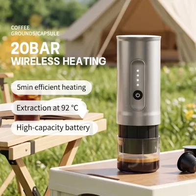 Coffee Maker with Large bowl of powder Can Heating Water Mini Espresso with Heating Function by Battery for Office