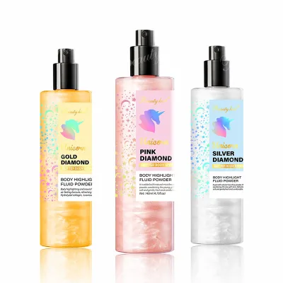 Hottest Beauty Host Diamond Silver Pink Gold Glitter Body Spray 140ML Moisturizing Shinning Spray for Party