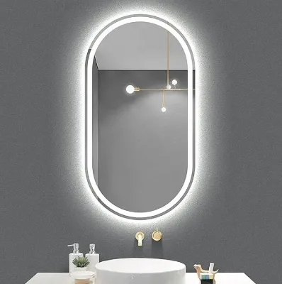 Hot-Selling Oval LED Light Wall-Mounted Glass Mirror Frameless for Home Decor and Hotel