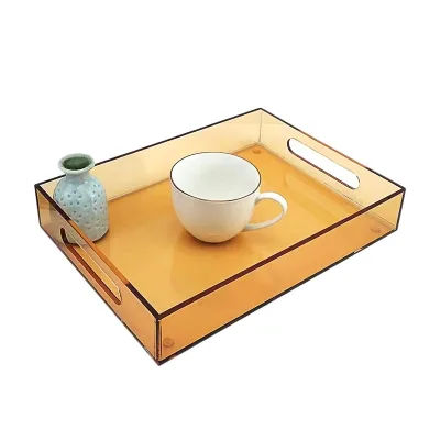 Customized Single Tier Plastic Acrylic Tray Classic Design for Kitchen Storage-Water & Tea Cups for Hotels Clubs & Living Rooms