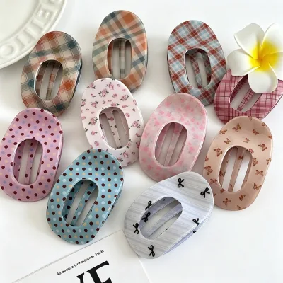 New Polka Dot Bow Print Acetate Hair Clip Exquisite Hollow Out Oval Clip Large Duckbill Clip Hair Accessory Bone Shape Clip Hair