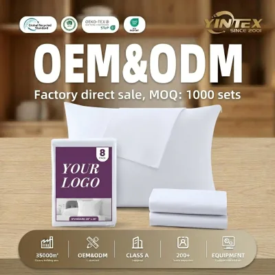 Yintex OEM ODM 8-Piece Zippered 100% Cotton Breathable Soft Comfortable 200TC Pillow Protectors Protects Pillows Set Oeko-tex