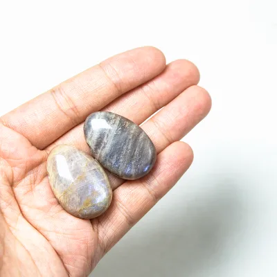 Natural Blue Moonstone Sun Stone Drilled Hole Pendant 30mm Oval Shape Polished Smooth Surface DIY Jewelry Making Miss Stone