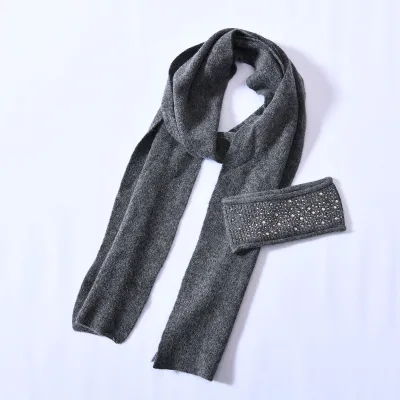 2024 New Fashion Popular Design High Quality Ski Warm Wholesale Wool Cashmere Knit Women Headband Winter Hat Gloves