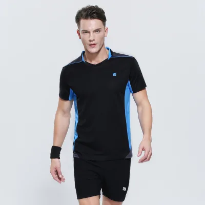 High-Tech Black Men's Tennis Pocket Shorts Two-Piece Printed Tennis Set
