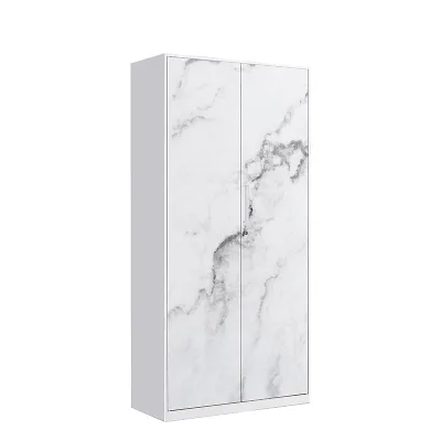Wholesale 2-Door White Metal Steel Marble Texture Eco-friendly Wardrobe Closet Modern Design Bedroom Apartment Hotel Storage