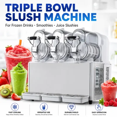 Triple Bowl Slush Machine for Frozen Drinks Smoothies Juice Slushies and Commercial Beverage Shops