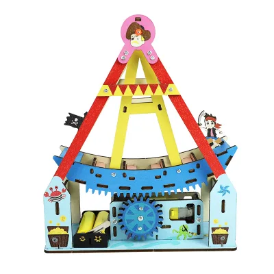 Joiner Cartoon-Shaped DIY Pirate Ship Wooden Electric Ride-On Toy for Kids 10-12Y Science Experiment Kit Set