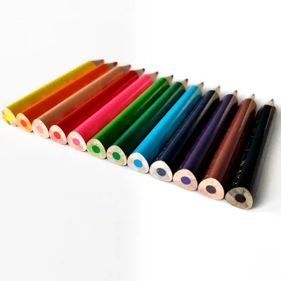 Short Size 3.5 Inch Mini Drawing Kids Pencil Golf Colored Pencils (Linden Wood 6/12/24 Colors Triangular/Hexagonal Shapes)