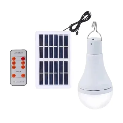 LED Solar Bulb 7W Warehouse Remote Control Timing 6000K Daylight IP33 Camping Simple Fishing Emergency Light CE RoHS Certified