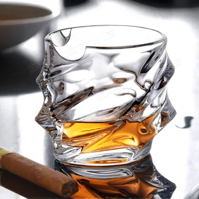 Free Sample Modern Luxury Crystal Wine Whiskey Glasses Irregular Shape Shot Glass for Bourbon Irish Whisky Cigars Enjoy Your