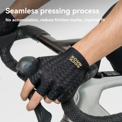 ROCKBROS Gold Label Cycling Gloves Half Finger Silicone Anti-slip SBR Pad Breathable Summer Bike Gloves with Reflective Logo