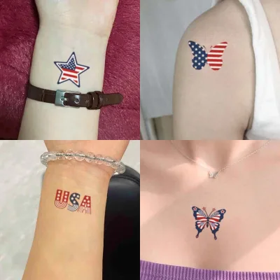 WE07 Nice Quality Temporary Waterproof Tattoo Sticker United States Flag Party Activity Body Art Makeup Stickers Tattoo Sticker