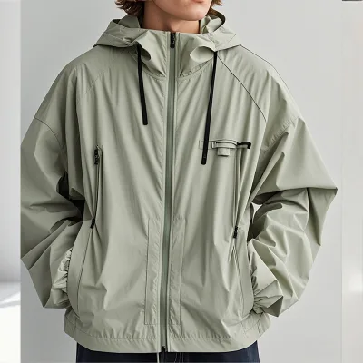 Premium Fashionable B2B - Oriented Anti - UV Windbreaker in Gray, Allowing Custom Logo Placement on Drawstrings