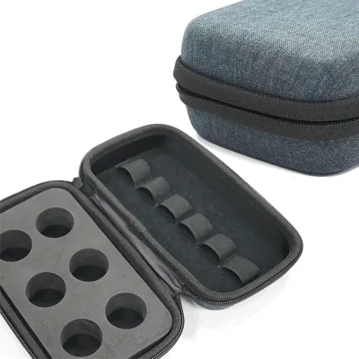 6 Slots Hard EVA Essential Oil Storage Case Elastic Strap Portable Travel Organizer Bag for Aromatherapy Glass Oil Bottles