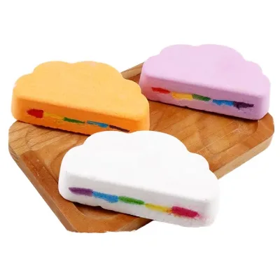 Custom Natural Moisturizing Rose Scented Cloud Shape Colorful Rainbow Bath Bombs for Shower Relaxing