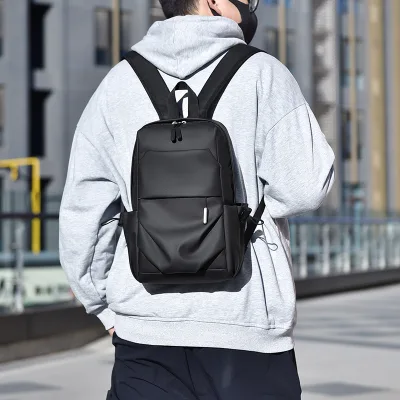 Wholesale Hot Sale Men's Small Backpack Black PU Film Casual Sport Fashion Simple Trend Schoolbag Travel Shoulder Bags