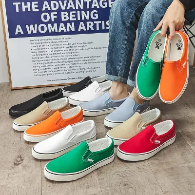 Men's and Women's Breathable Canvas Work Shoes Round Toe Loafers and Running Shoes for Summer Light Feature Couple Style