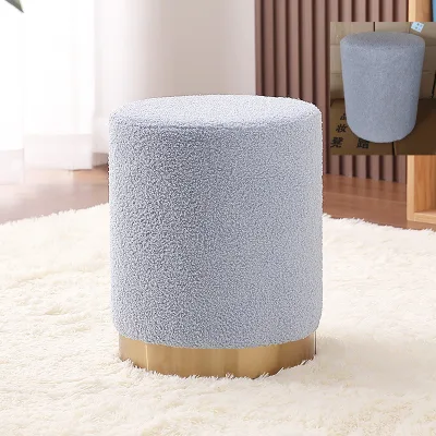 Cheap Velvet Chair Ottoman Metal Stool Modern Stool Round Velvet Round Ottoman Chair Metal Footrest Dinning Chair