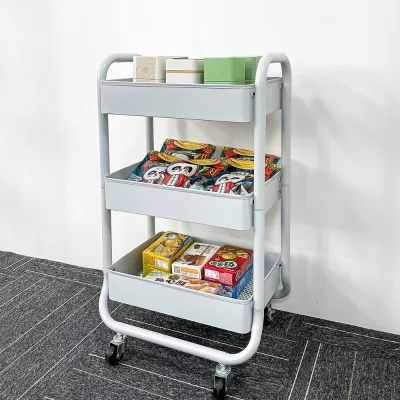 Best Selling Trolley Fruit Storage Car Baskets Cart With Wheels Metal Storage Cart With Drawers and Wheels