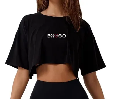 Oversized Cropped T-shirt 210 Gsm Cotton t Shirt Custom logo Screen Print Streetwear Cropped Tee
