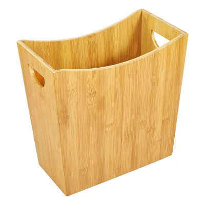 Bamboo Garbage Basket Trash Bin Bamboo Trash Can Wastebasket Bin Rectangular Garbage Can Garbage Container with Handles